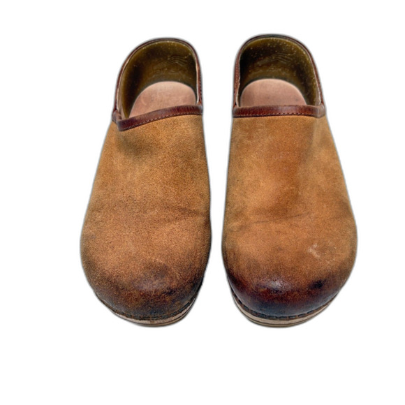 DANSKO Brenna Tan Brown Leather Suede Wood Clogs Boho Womens Size EU 40/ US 10 - Picture 3 of 7